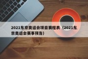 2021东京奥运会项目赛程表（2021东京奥运会赛事预告）