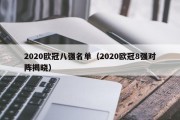 2020欧冠八强名单（2020欧冠8强对阵揭晓）